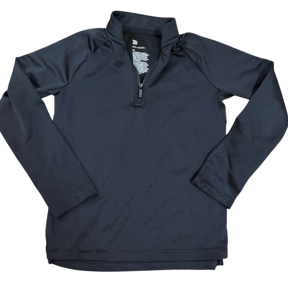 All In Motion - Kids Black Long Sleeve Quarter-Zip Top - Size XS youth